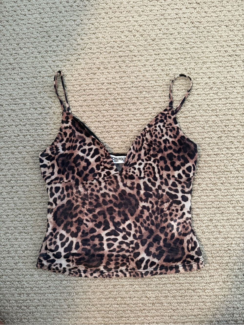 Princess Polly Leopard Print Spaghetti Strap Cami - Brown